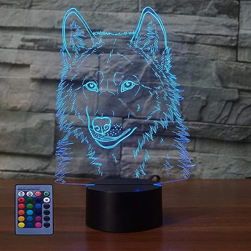 HPBN8 Ltd Kreative 3D Wolf Nacht Licht Lampe USB Power Fernbedienung 7/16...