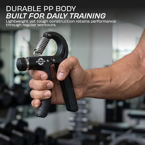 Image of Nivia Hand Grip 2.0 for men and women with 5 to 60 kg adjustable resistance, Steel spring, Anti-slip grip, Durable, Grip For Forearm Strength Training (Black)