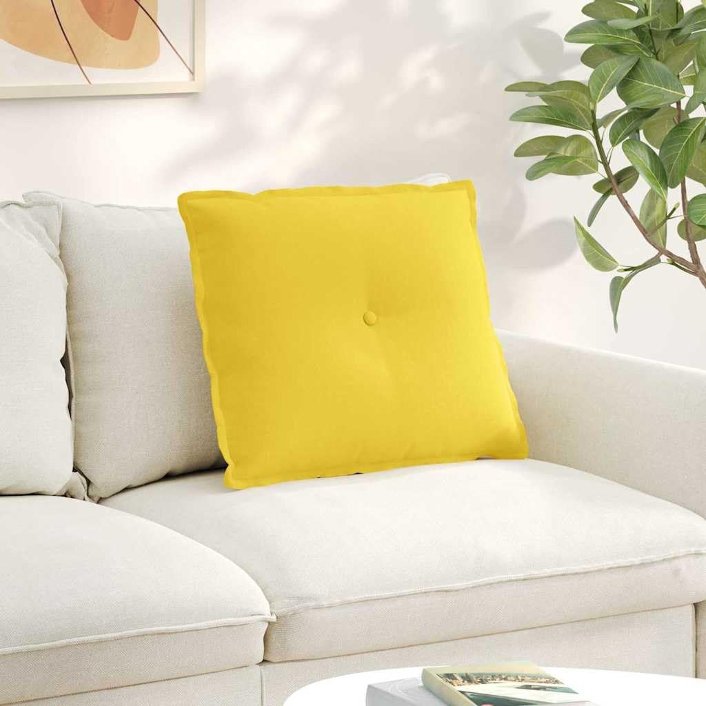 Cojín de respaldo de tela amarilla brillante 60 x 19 x 50 cm con relleno de poliéster, cojín lumbar ergonómico para oficina, sofá, sillón, cama, silla de ruedas, soporte para columna