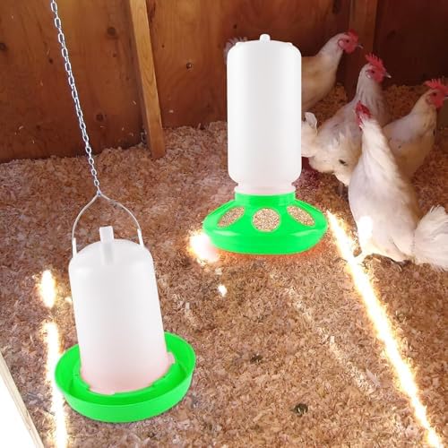 Yharnamite Chick Feeder and Waterer Kit, Baby Chicken Supplies, 1L Chick Feeder and 1.5L Waterer, Height-Adjustable Poultry Water Supply (Green) — view 5