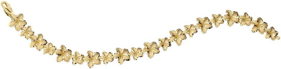 Exotic 10k Gold Hawaiian Plumeria Flower Bracelet - Image 2