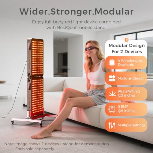 Image of BestQool Red Light Therapy Device, 4 Wavelengths Full Body Near Infrared Red Light Therapy for Face, Elite Grade Dual Chip 150 LEDs, High Power Output Red Light Panel and Infrared Light Lamp. 250W.