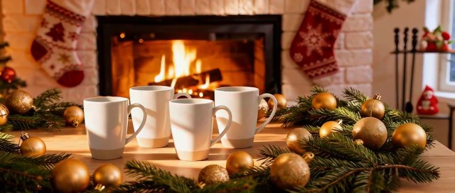 Set de 4 mugs grandes de cerámica 450 ml blancos miniatura 7