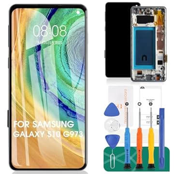 TFT para substituição de tela Samsung Galaxy S10 para Samsung S10 Kits de reparo de digitalizador LCD para Samsung S10 substituição de tela SM-G973U Touch Display com moldura (sem função de impressão