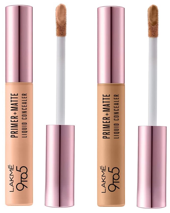 LAKMÉ 9To5 Primer+Matte Liquid Concealer 10 Ivory & Cream for All Skin Type Full coverage Concealer Matte Finish Beige 5.4 Ml LAKMÉ 9To5 Primer+Matte Liquid Concealer 10 Ivory & Cream for All Skin Type Full coverage Concealer Matte Finish Beige 5.4 Ml