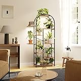 GoTiling Arched Pflanzenregal Indoor 180cm – 9-Tier Holz & Metall Blumenregal mit LED Grow Light, Mehrstöckiger Pflanzenständer für Wohnzimmer, Balkon, Fensterbank oder Büro