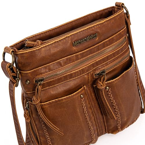 Image of Montana West Crossbody Bag for Women Multi Pocket Shoulder Medium Travel Purses Ultra Soft Washed Leather
