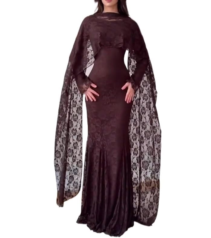 HENGEN 2025 Winter New Retro Elegant Style Long Sleeve Skirt Slimming Dress