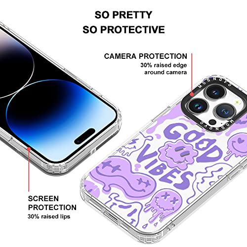 Mosnovo Compatible With Iphone 14 Pro Case, [Buffertech™ 6.6 Ft Drop Impact] [Anti Peel Off Tech] Clear Tpu Shockproof Bumper Phone Case Cover Good Vibes Smile Face Designed For Iphone 14 Pro 6.1" #TOP3