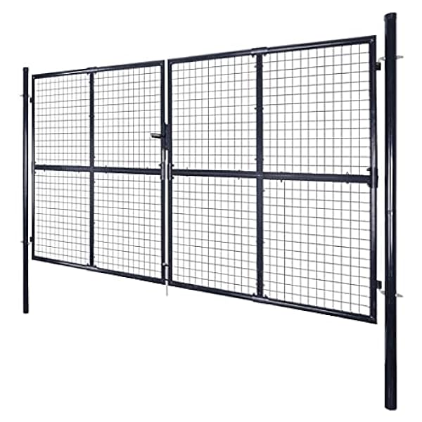 Gecheer Tuinhek, metalen poort, tuinhek, poort, tuindeur, tuindeur, tuinpoort, toegangspoort, binnendeur, binnendeur, verzinkt staal, 289 x 150 cm