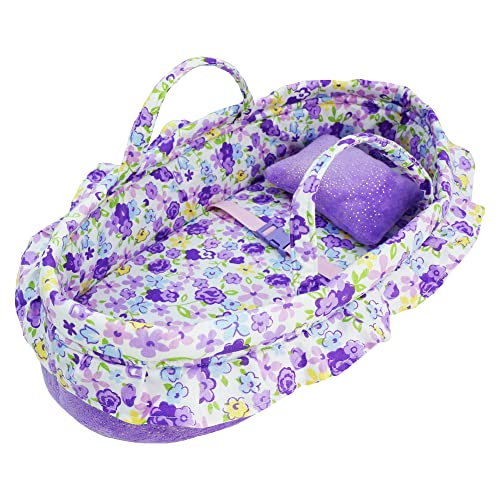 June Garden Cozy Dream Doll Bassinet - Baby Doll Portable Carrier - Fits for American Girl Dolls up to 14' - Soft Pillow & Safety Buckle Included - Purple
