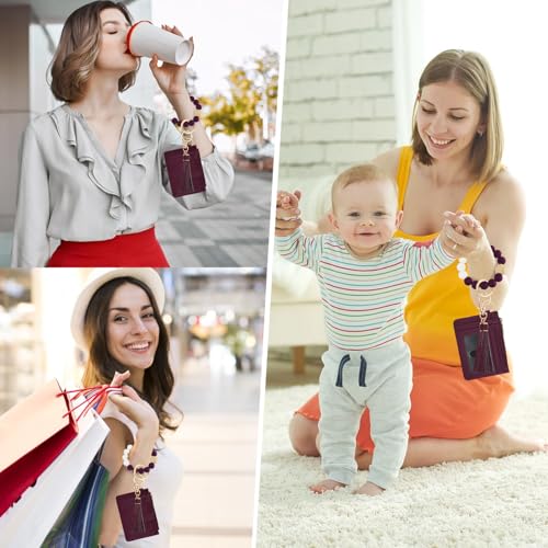 Image of KNGITRYI Wristlet Wallet for Women,RFID Keychain Wallet with Beaded Strap