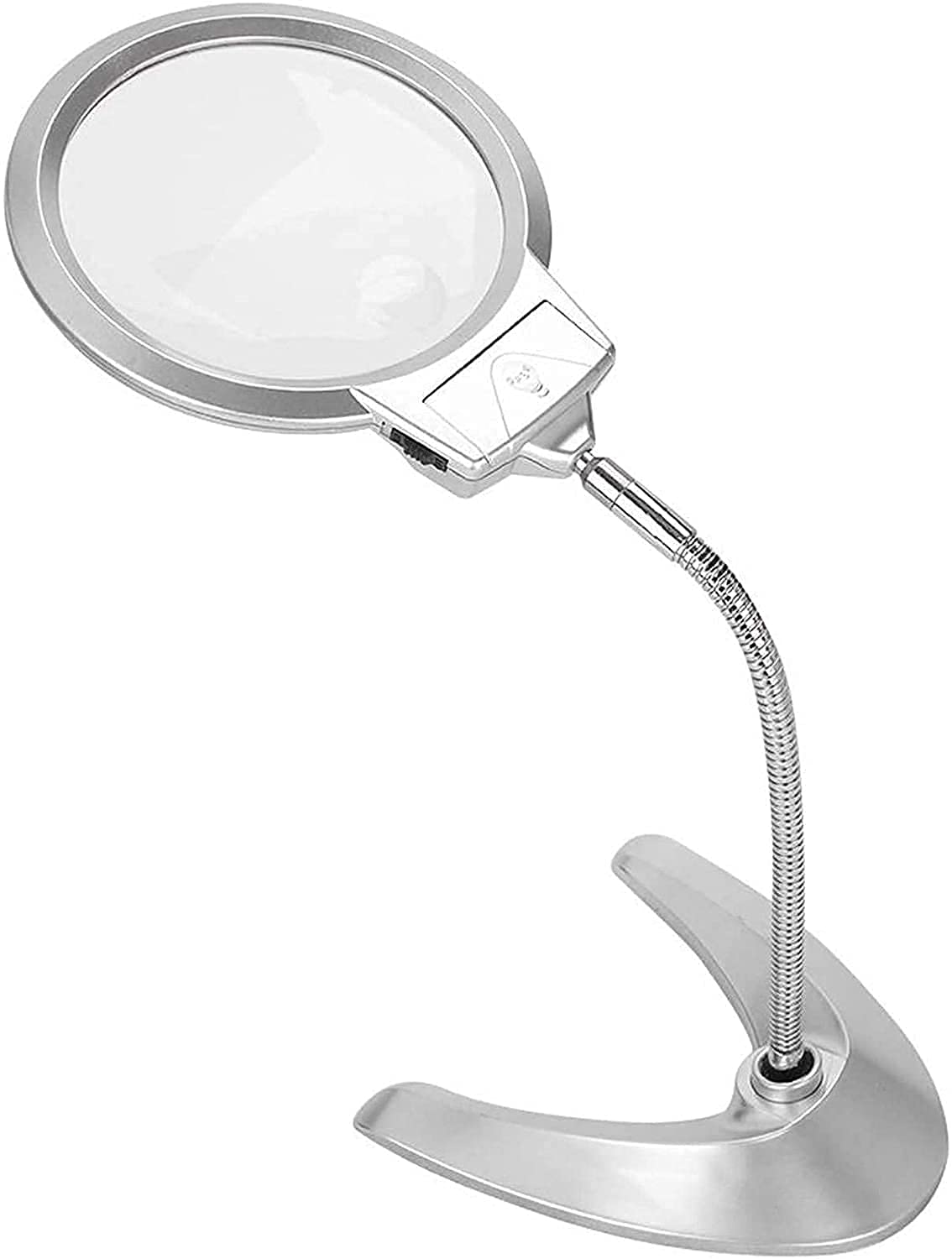 asdchZen Magnifying Glass Hand Free Magnifying Glass With Metal Flexible Gooseneck Magnifier 2X 5X Desktop Magnifier Lamp,With 2 Led Light Illumination Reading Magnifying Glass