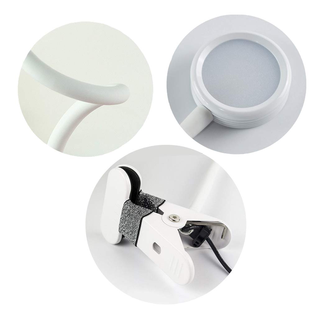 Lampa biurkowa regulowana ochrona oczu lampka stołowa do czytania, lampka biurkowa LED, złącze USB, światło do czytania i ochrona oczu lampa stołowa do łóżka, biura, sypialni (biała)