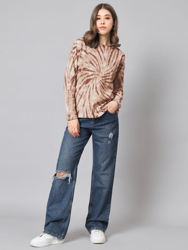 Image of THE DRY STATE Women's Multicolour tie dye Full Sleeves t-Shirt