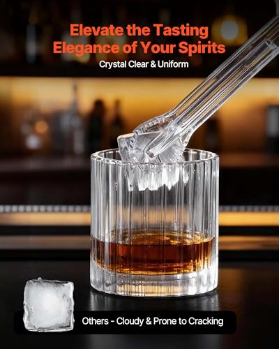 Image of VEVOR 1.6 inch Clear Ice Cube Maker, 3 Square Ice Ready in 25-35 Mins, 108 Pcs /Day, 24H Timer Ice Maker Countertop for Cocktails, Whiskey & Bourbon