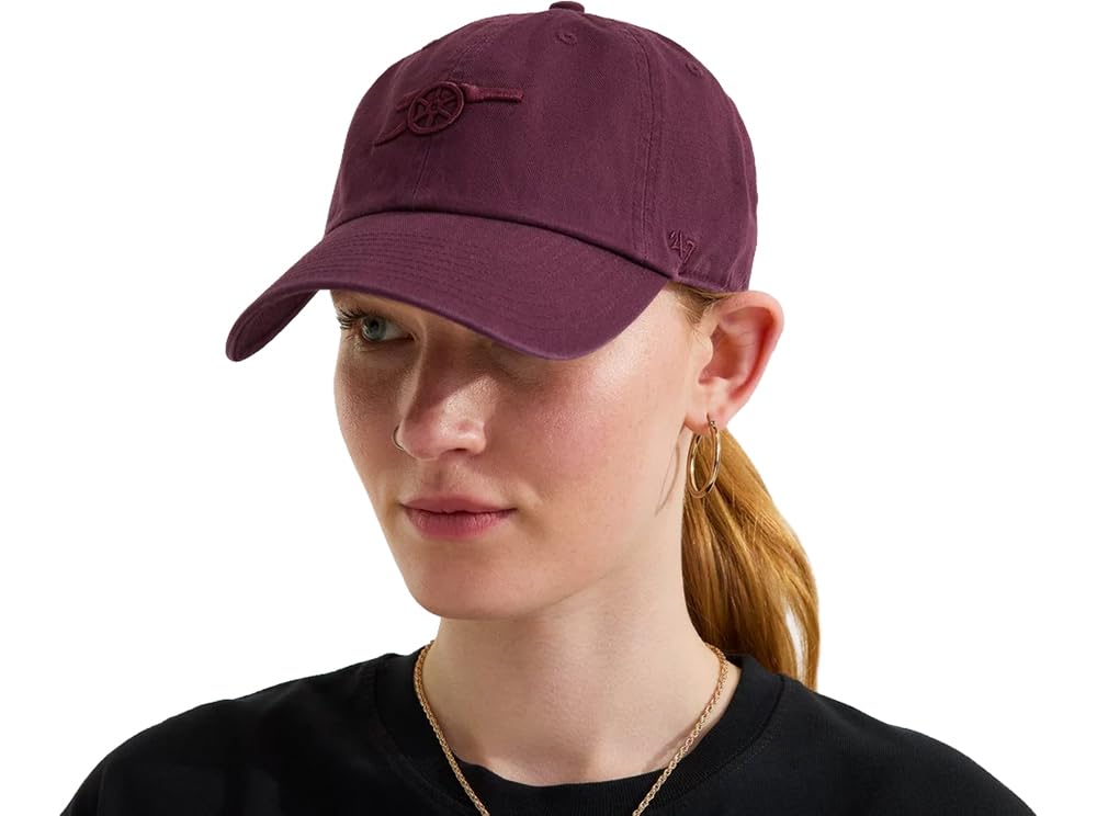 47 Arsenal FC Clean Up Cap, Burgundy, Tonal Cannon Embroidery, Adjustable Baseball Cap