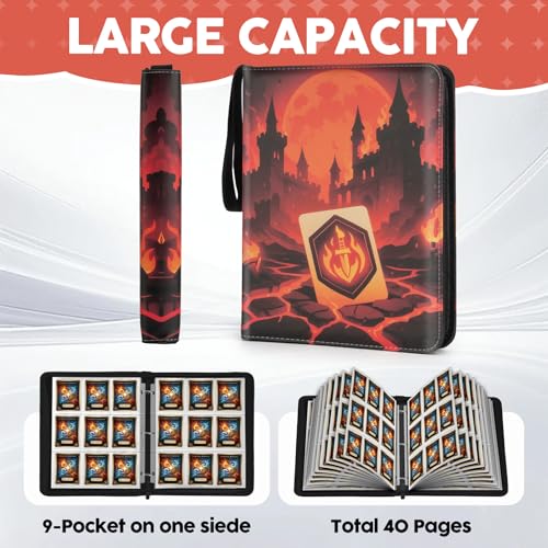 Image of 9 Pocket Card Binder for MTG /YGO /PTCG /Game Cards, Holds 720 Cards,Premium Card Collector Book for TCG Players,Toys Gifts for Kids-Red
