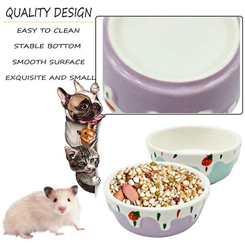 Hamster Food Bowl,Small Animals Ceramic Food Water Bowl Prevent Tipping Moving For Guinea Pig Rabbit Gerbil Chinchilla Hedgehog Rat (2 Pack) (- Color: Purple + Blue) #TOP5