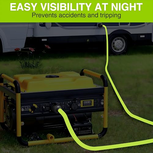Image of Nilight 15FT 30Amp Generator Extension Cord 125V Heavy Duty 10 /3 Gauge Pure Copper STW Wire UL ETL Listed 4 Prong L14-30P L14-30R Weatherproof Suit for Camper Outdoor Use Bright Green