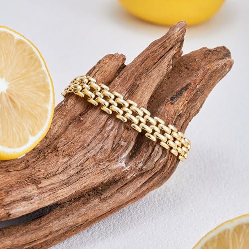 Watch Chain Bracelet for Women 18k Gold Plated Classic Cuban Link Bracelet Non-Tarnish Waterproof 7 inches Ideal Jewellery Gift for Girlfriend Mother3