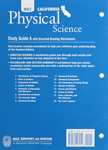 Science & Technology Study Guide a With Directed Reading Worksheets Physical Science Grade 8: Holt Science & Technology California - Image 2