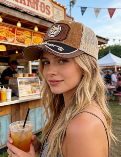 Image of TOPACC Western Trucker Hat for Men Women Cowboy Country Hat Snapback Cap | Novelty Baseball Cap Adjustable Vintage Embroidered Cowgirl hat for Rodeo Western Outfit