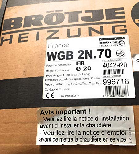 CHAUDIERE GAZ VENTOUSE WGB 2N.70-70kw