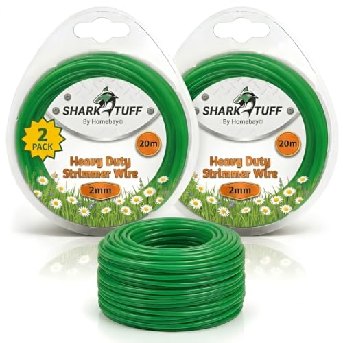 Shark-Tuff Pack of 2 - Universal Strimmer Wire 2mm x 20m Heavy Duty | Grass Trimmer Line Strimmer Cord | Suitable for All String Petrol & Electric Trimmers (Total 40m)