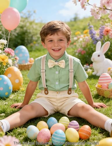 Image of A&J DESIGN Baby Boys Gentleman Suit, 2Pcs Outfit Shirt & Pants