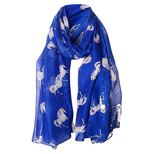 Hot Sale!!!JURTEE Women Fashion Cartoon Animal Print Long Wrap Shawl Scarf Holiday Vacation Travel Wrap Shawl(Blue)
