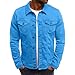 Produktbild KPILP Herren mode Herbst Winter Taste Einfarbig Vintage Jeansjacke Tops Bluse Mantel Outwear Langarm-ShirtBlau, M
