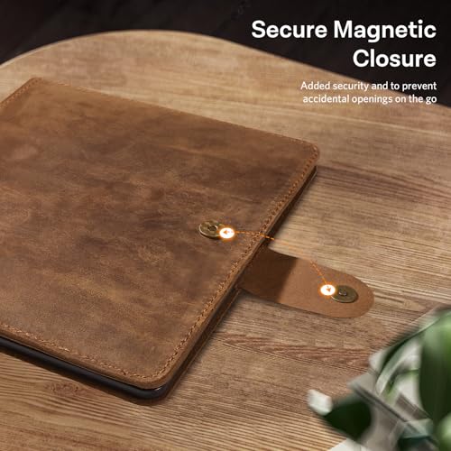 Image of CoBak Premium Genuine Leather Case for Kindle Scribe 10.2 inch, TouchPad D10, Boox Note Air 3, Folio Cover with Pen Holder, Auto Sleep /Wake, Card Slots & File Folders for Business, Not for Remarkable