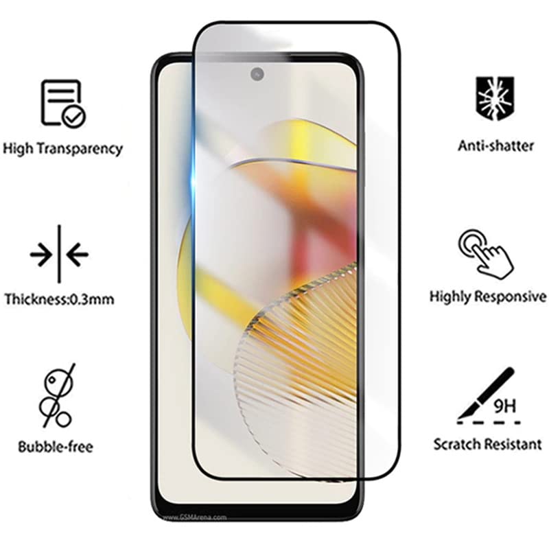 Image of Casodon 5D Tempered Glass Screen Protector Guard for Moto G73 5G with Easy Installation Kit - Black