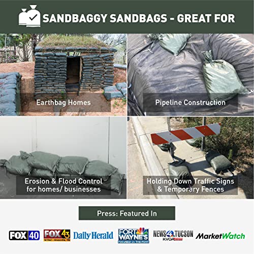 Sandbags For Flooding, Size: 14" X 26", Sandbag - Flood Water Barrier - Tent Sandbags - Store Bags By Sandbaggy (10 Bags) #TOP3