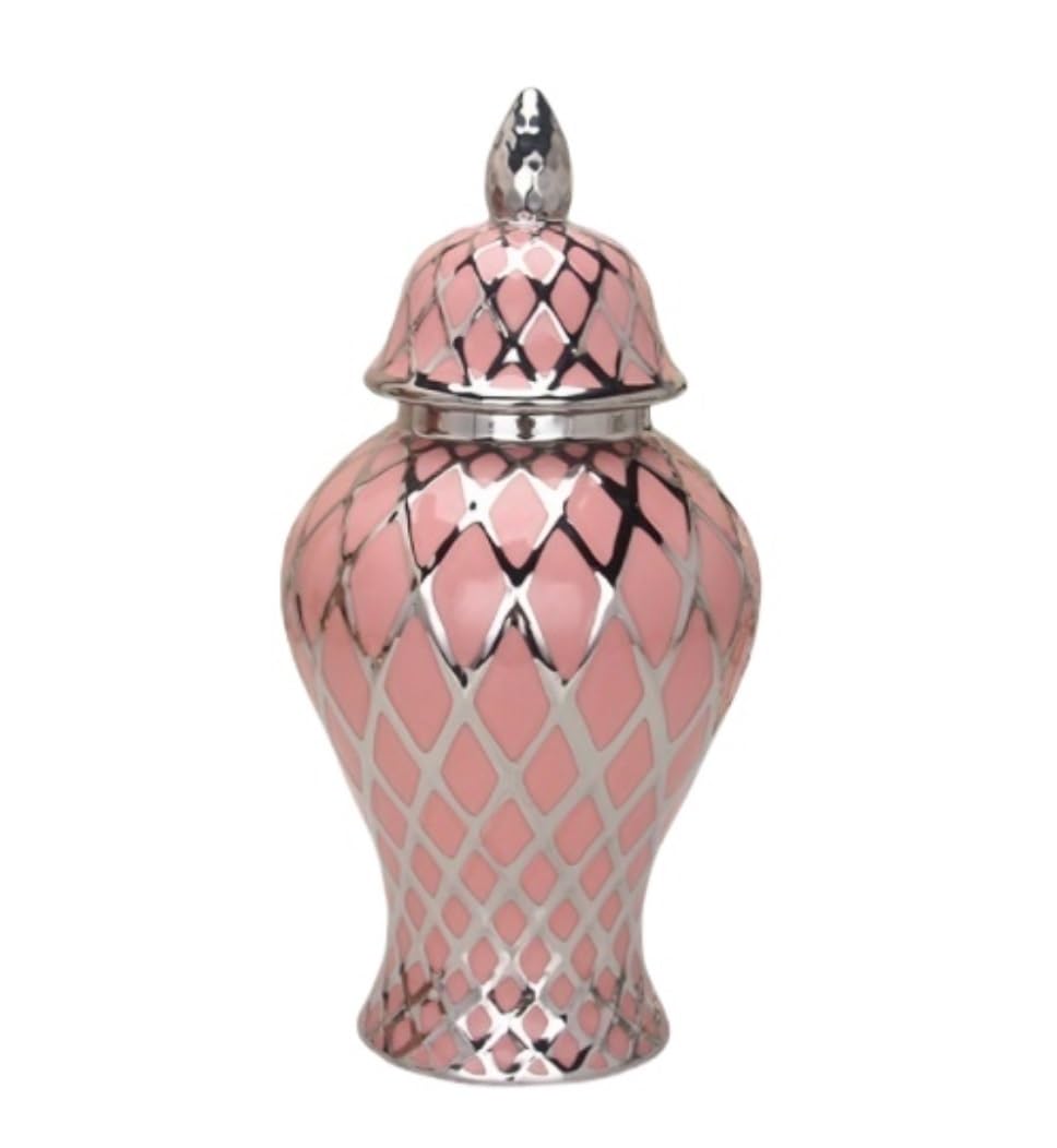 Sjdopulse Roze Decorative Jar Ginger Jar Vase Decor Ceramic Ginger Jar With Lid Modern Vase Porcelain Jar Decorative Flower Vases Porcelain Temple Jar Ginger Jars Storage Jar