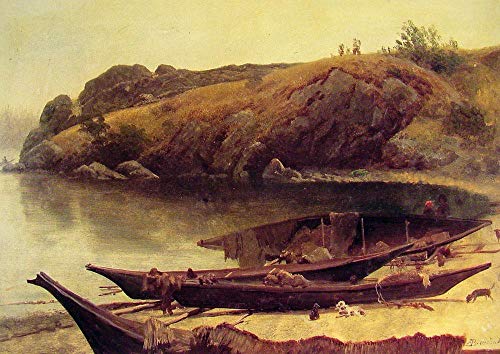 Peinture à l'huile Canoës Albert Bierstadt pour remplacer les posters