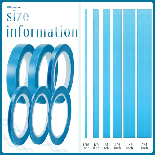 Image of Nezyo 6 Pcs Vinyl Pinstripe Tape Auto,Blue,1 /16, 1 /8,1 /5,1 /4,1 /2, 3 /4 Inch