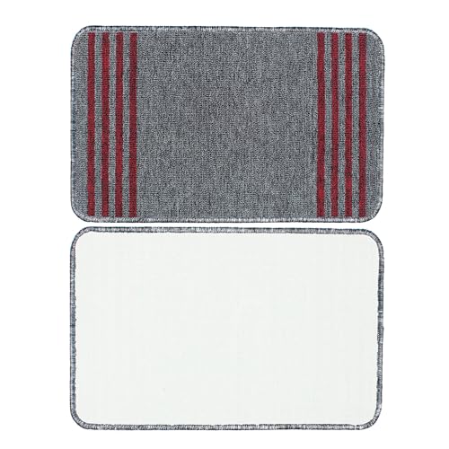 Image of Pack of 2 Anti-Skid Bathroom Mat | Nylon Floor Mat for Bathroom, Entrance, Kitchen, Bedroom & Offic | Grey Stripes Design-(37x57cm)