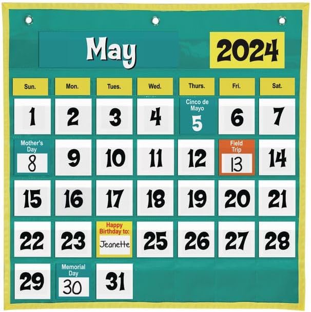 Amazon.com: Space-Saver Calendar Pocket Chart™ - 1 Pocket Chart, 64 Cards :  Office Products