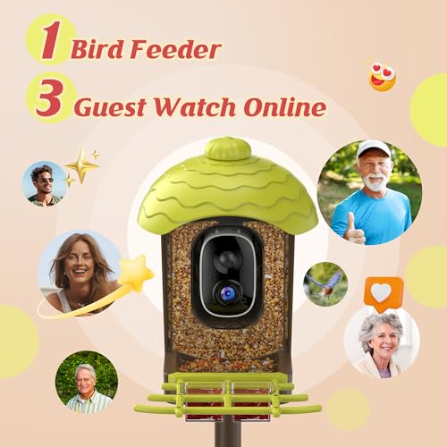 image for AiPoaaol Smart Bird Feeder with Camera Outdoor: 2K Wild Bird Watching 