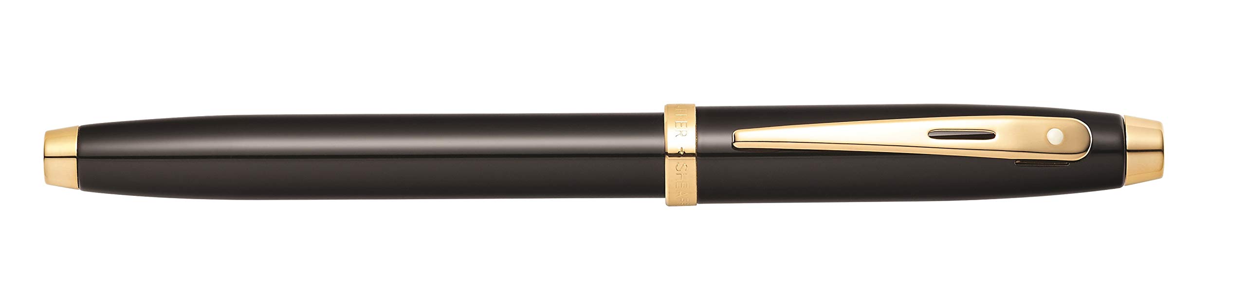 Sheaffer 100 Füllfederhalter (F-Feder, inkl. Patronen und Konverter) schwarz Lack / Gold