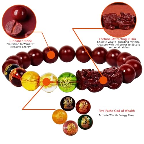 Natural Cinnabar Feng Shui Pixiu Lucky Red Rope Bracelet - 2025 Good Luck Charm Wealth Attraction Protection Amulet for Men Women Unisex Spiritual Energy Jewelry4