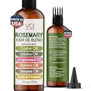 Blend Of Pure Rosemary Oil For Hair Growth With Castor, Batana, Jojoba Oil-Infused With Biotin & Vitamin E-Blend of Effective Hair Oils for Hair Growth-Strengthening Treatment 6 Fl Oz