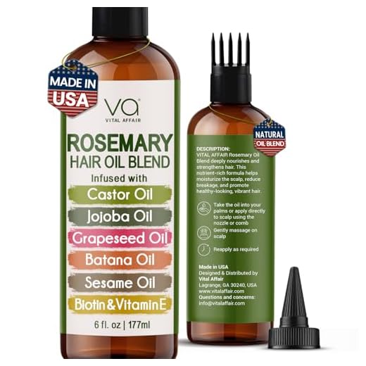 100% Pure Rosemary Oil For Hair Growth With Castor Oil-Batana Oil-Jojoba Oil-Infused With Biotin & Vitamin E-Blend of Effective Hair Oils for Hair Growth-Strengthening Treatment-Vital Affair-6.7 Fl Oz