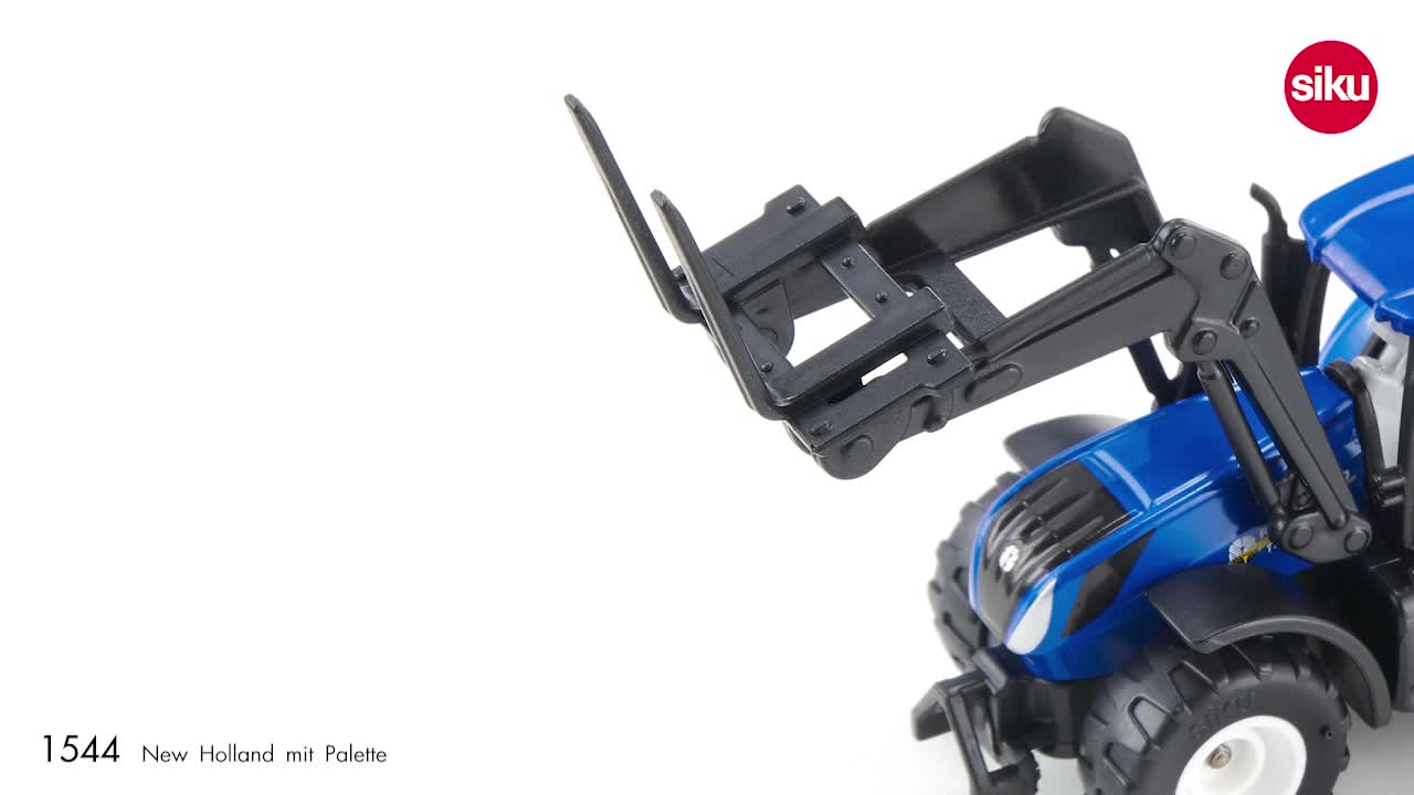 siku 1544, New Holland Traktor mit Palettengabel und Palette, Metall/Kunststoff, Blau, Spielzeugtraktor für Kinder… – Bild 8