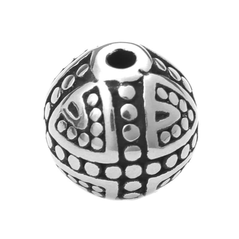 304 Stainless Steel Beads Round Geometric Bead for DIY Jewelry Making Supplies 9mm Dia., Hole: 1.5mm, 1 PC - (Color: 3)