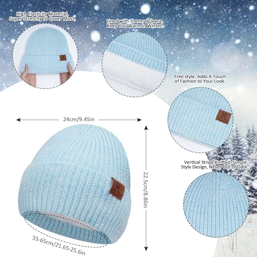 Womens Winter Knit Beanie Hats Touchscreen Gloves Long Scarf Set Warm Skull Caps with Fleece Gifts for Women2