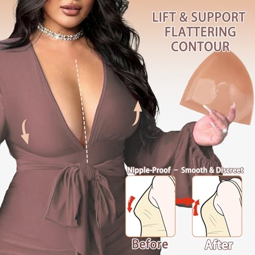 Image of Double-Sided Sticky Bra Lift Inserts | Lightly Padded Push-Up Adhesive Bra for Large Bust | Reusable & Invisible Insert Pads