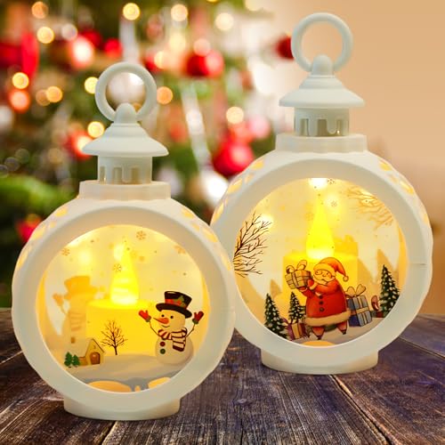 Weihnachts Schneekugel Laterne,2 Stück Weihnachtsdeko...